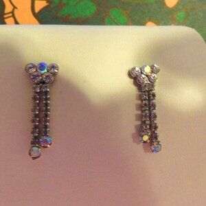 DEMURE CRYSTAL BUTTERFLY BOW EARRINGS - GIRLS or WOMEN!